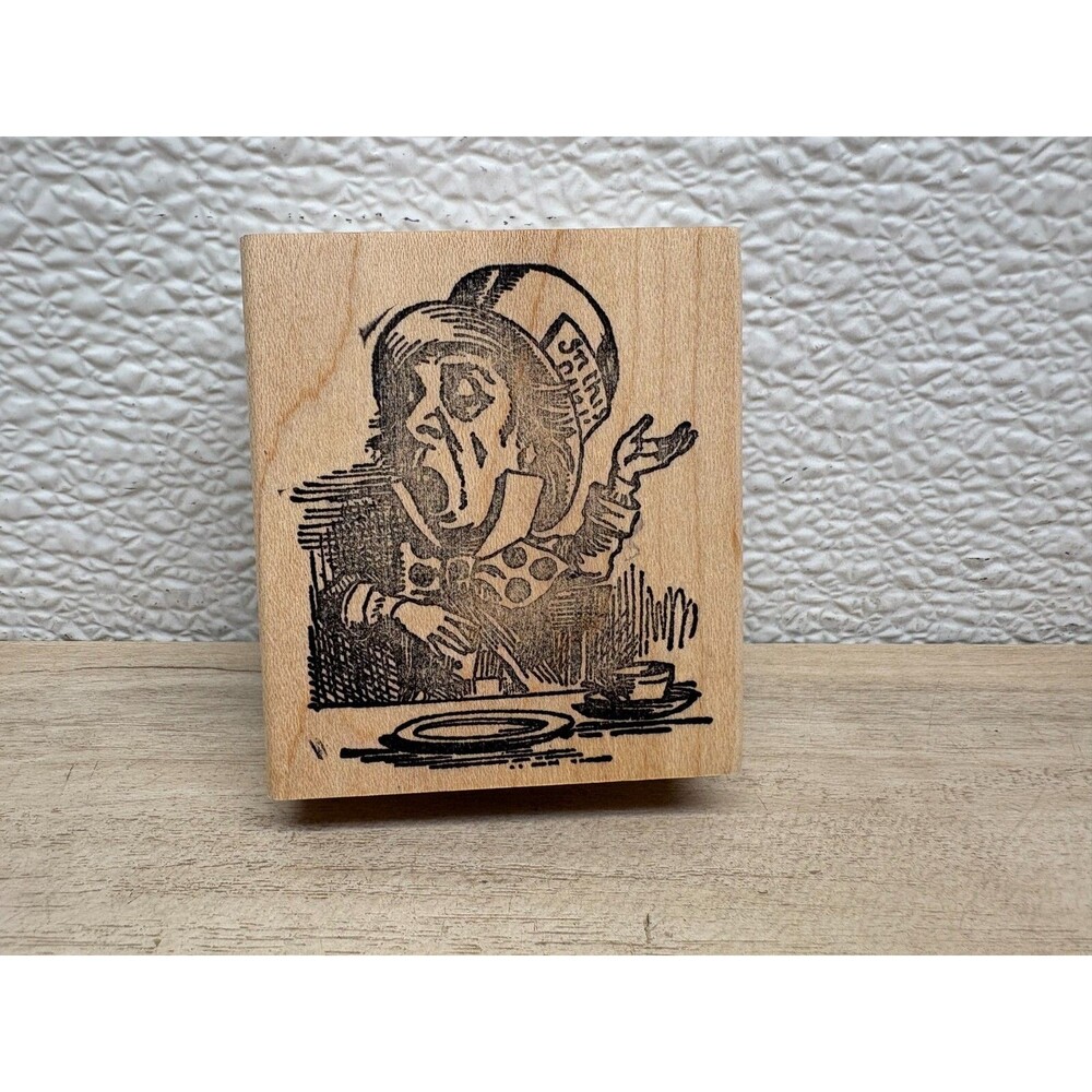 Stamp Of Excellence Alice In Wonderland Mad Hatter Wood Mounted Rubber Stamp